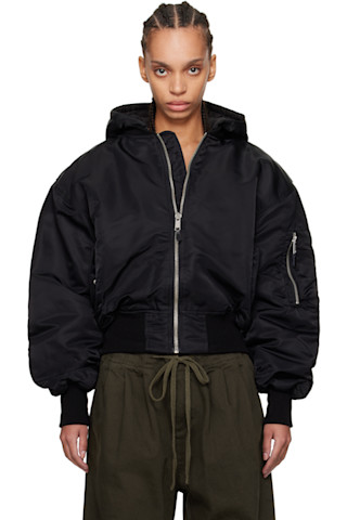 Black Broad Bomber Jacket by Entire Studios on Sale