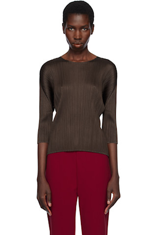 PLEATS PLEASE ISSEY MIYAKE: Brown Monthly Colors March Top