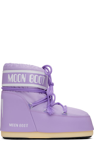【MOON BOOT】アイコン ロー ナイロン ブーツ シューレース Moon Bootのパープル Icon ナイロン ショートブーツがセール中