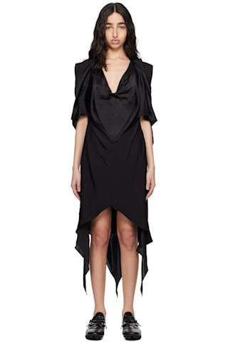 Black Fornax Draped Midi Dress by Kiko Kostadinov on Sale