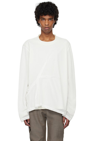 Tシャツ・カットソー KIKO KOSTADINOV Ivory satin shirt (KKWSS23SH0130 IVORY) Off-White & White Inex Mesh T-shirt by Kiko Kostadinov on Sale