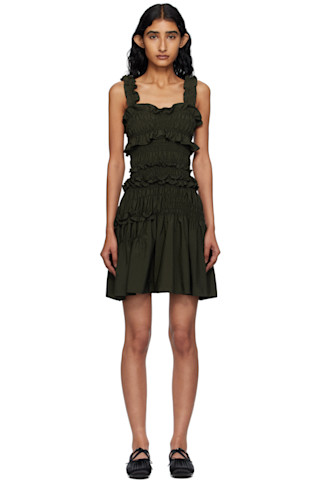 【関税込み】Cecilie Bahnsen グリーン Oona ミニワンピース Cecilie Bahnsen: グリーン Oona ミニワンピース | SSENSE 日本