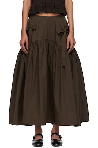 Brown Justice Midi Skirt by Cecilie Bahnsen on Sale