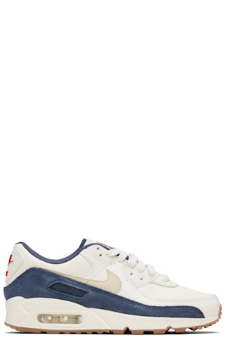 White & Blue Air Max 90 PRM Sneakers by Nike on Sale