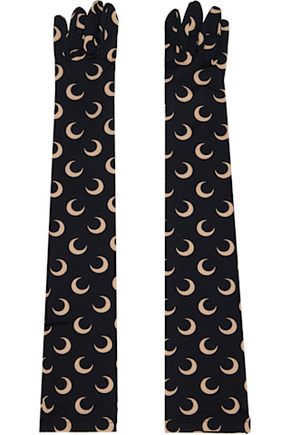 Black Recycled Moon Jersey Long Gloves by Marine Serre on Sale
