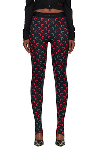 Marine Serre: Black Moon Printed Jersey Leggings | SSENSE