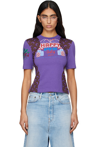 Marine Serreのパープル Regenerated Graphic Jersey Baby Fit Tシャツ