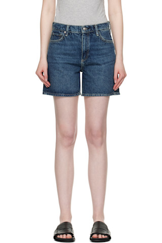 【関税込み】rag & bone ブルー Kaia デニムショートパンツ rag & bone: ブルー Kaia デニムショートパンツ | SSENSE 日本