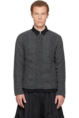 Comme des Garçons Homme Deuxのグレー ウールストライプ クルーネック