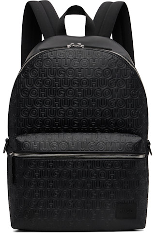 HUGOバッグ HUGO - Twill crossbody bag with stacked-logo hardware - Black