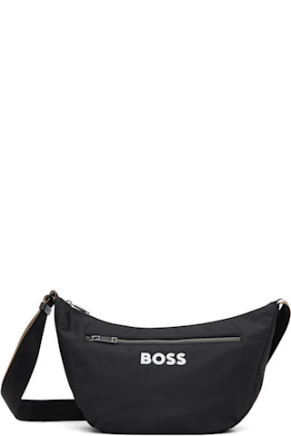 BOSS ボス★ブラック コントラストロゴ クロスボディポーチ コントラストロゴ クロスボディバッグ シグネチャーストライプ