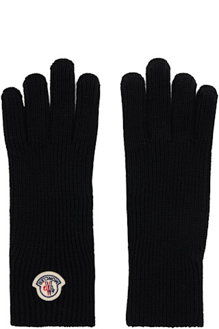 ゆ*様 【正規品/新品未使用】MONCLER ロゴワッペン 手袋/グローブ サイ Moncler: ブラック ウール グローブ | SSENSE 日本