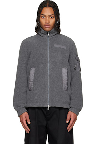 Moncler: グレー ジップアップ ジャケット | SSENSE 日本