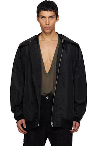 Black Concordians Convertible Jumbo Peter Flight Bomber Jacket by