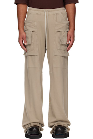 Taupe Concordians Wide Creatch Cargo Pants by Rick Owens DRKSHDW