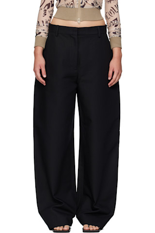Black Tailored Satin Trousers by Acne Studios on Sale