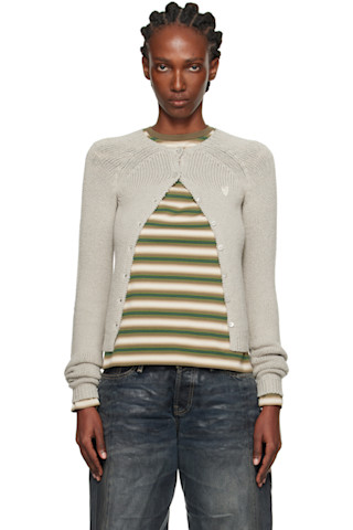 Acne Studiosのグレー ボタンアップ カーディガンがセール中