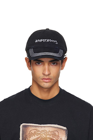 Acne Studiosのブラック ツイル ロゴ キャップがセール中