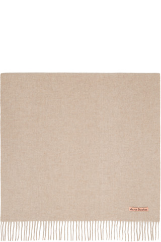 Acne Studios: ベージュ フリンジ ウール オーバーサイズ マフラー