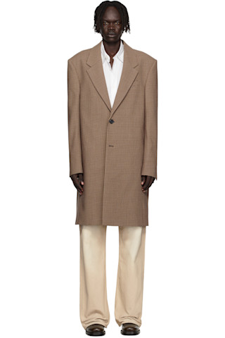 Acne Studios ブラウン ダブルブレスト ロングコート Acne Studios: Brown Wool Coat | SSENSE