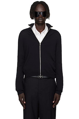 Acne Studios ブラック ロゴ ジップアップカーディガン　サイズ m Acne Studios: ブラック ジップアップ カーディガン | SSENSE 日本