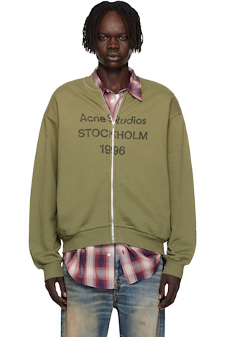 Acne Studios: グリーン ジップアップカーディガン | SSENSE 日本