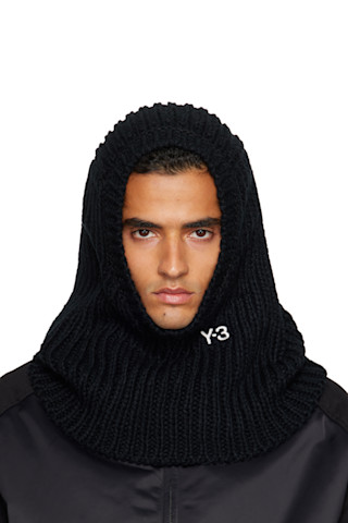Y-3のブラック ニット フード バラクラバがセール中