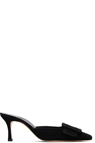 Manolo Blahnik: Black Maysale 70 Heeled Sandals | SSENSE