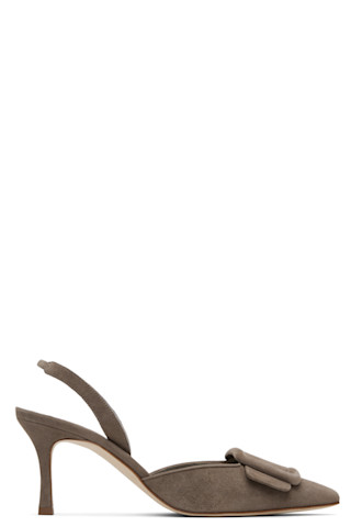Manolo Blahnik: Taupe Maysli Heeled Sandals | SSENSE