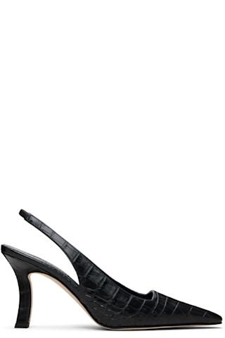 Black Moirasli Heels by Manolo Blahnik on Sale