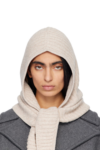 GANNI: Beige Wool Mix Balaclava | SSENSE Canada