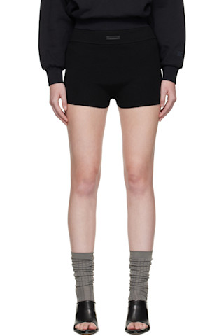 Fear of God ESSENTIALSのブラック Soft リブニット ボクサー ショート
