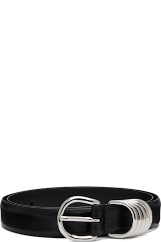 Black French Leather Ring Keeper Belt by Anderson's on Sale