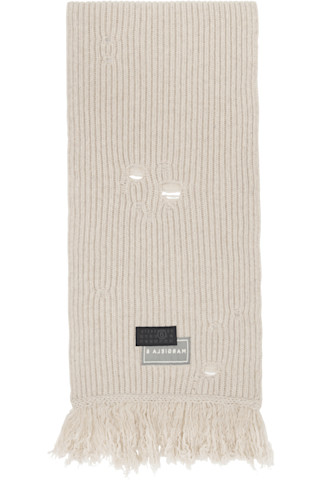【関税込み】Scarf - MM6 Maison Margiela - Wool - Beige MM6 Maison Margiela: Beige Wool Scarf | SSENSE