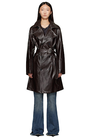 MM6 Maison Margielaのバーガンディ Rain フェイクレザー トレンチ
