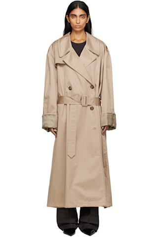 MM6 ベージュ コート MM6 Maison Margielaトレンチコートベージュ - Pale Jute