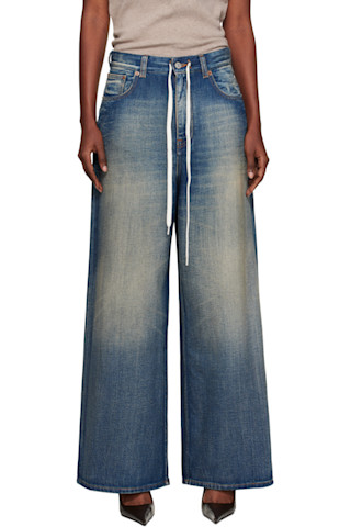 エムエムシックス ワイドレッグジーンズ ブルー MM6 Maison Margiela: ブルー ワイドレッグジーンズ | SSENSE 日本