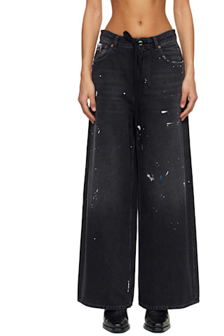 MM6 Maison Margiela: ブラック ワイドレッグジーンズ | SSENSE 日本
