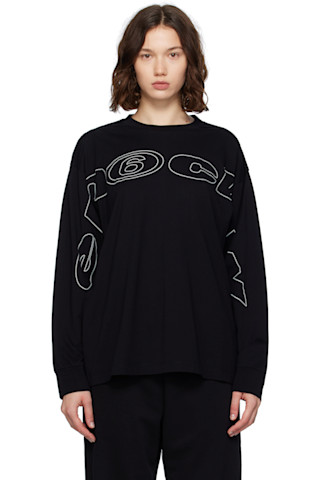 Margiela6 ブラック ロゴプリント 長袖Tシャツ Margiela6 ブラック ロゴプリント 長袖Tシャツ MM6 エムエム