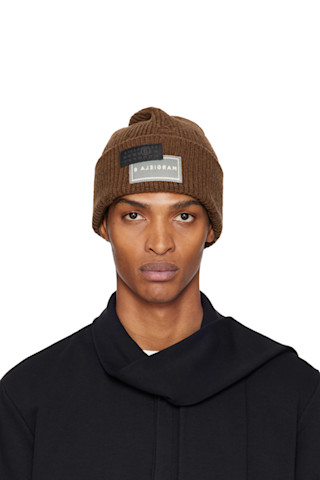 MM6 Maison Margiela: Brown Logo Patch Beanie | SSENSE