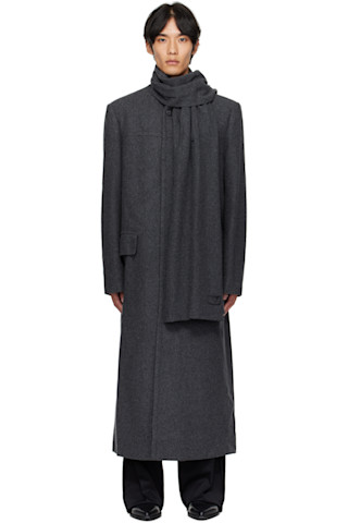 Gray Felted Coat by MM6 Maison Margiela on Sale