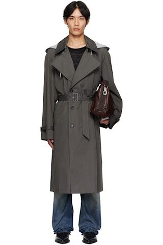 Gray Double-Breasted Trench Coat by MM6 Maison Margiela on Sale