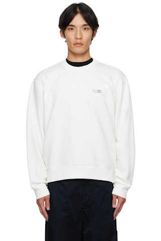 MM6 Maison Margiela: オフホワイト ロゴパッチ スウェットシャツ