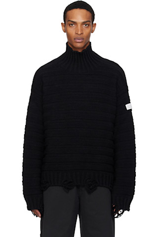 MM6 Maison Margiela: ブラック ウール タートルネック | SSENSE 日本