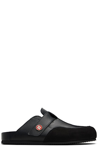 Black Leather Outdoor Mule Loafers