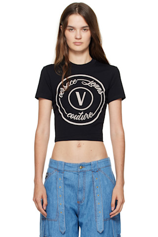 Versace Jeans Couture - Black V-Emblem Slim-Fit T-shirt