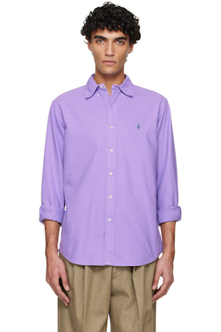 Polo Ralph Laurenのパープル ガーメントダイ オックスフォードシャツ
