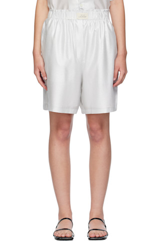 【関税込み】Silk Laundry ショートパンツ Silk Laundry: シルバー ボクサー ショートパンツ | SSENSE 日本