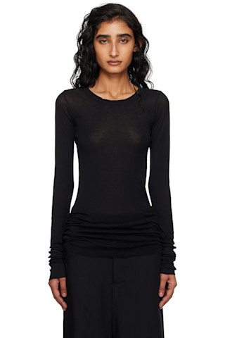 未使用品　rick owens rib ls t black sizeL Rick Owens リックオウエンス CROPPED RIB LS T - BLACK