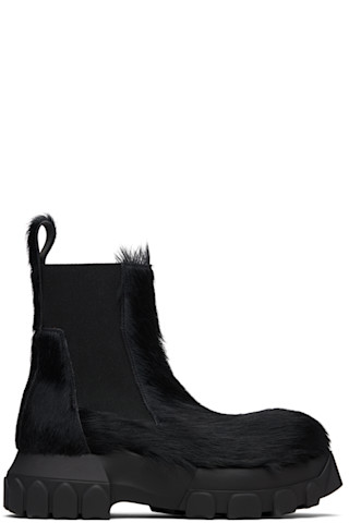 Rick Owens: Black Concordians Beatle Bozo Tractors Boots | SSENSE